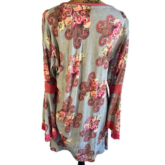 Velzera Women's 3XL Floral Paisley Tunic Dress With Lace & Fringe Long Cowgirl - Picture 2 of 6